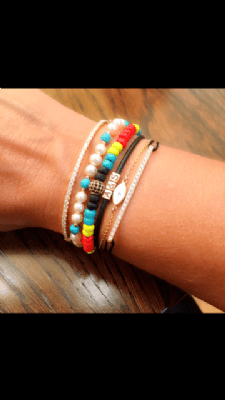 צמיד עין אמייל לבן וטורקיז