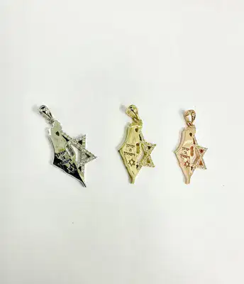 שרשרת מגן דוד משובצת שרשרת מפת ישראל