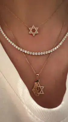 שרשרת מגן דוד משובצת שרשרת מפת ישראל