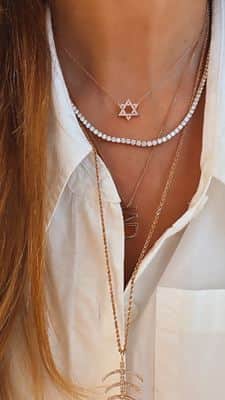 שרשרת יהלומים, טניס יהלומים, קולייר יהלומים, צ'וקר יהלומים - יהלומי מעבדה , שיבוץ קלאסי