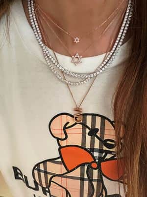 שרשרת יהלומים, טניס יהלומים, קולייר יהלומים, צ'וקר יהלומים - יהלומי מעבדה , שיבוץ קלאסי