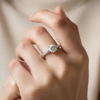 טבעת אירוסין, יהלום מעבדה בחיתוך עגול , טבעת יהלום