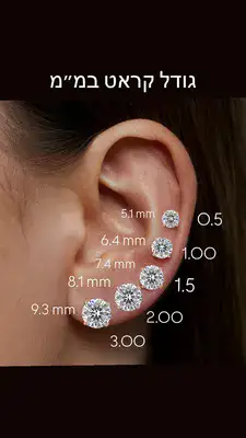 עגילי יהלום מעבדה 2 קראט