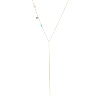 שרשרת עניבה עם פס יהלומים ואלמנטים מאמייל בצד