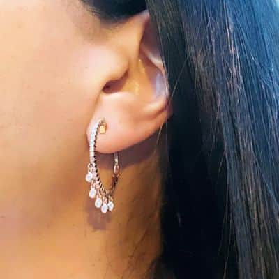 עגילי חישוק יהלומים מדיום