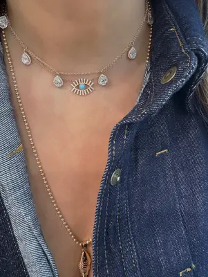 שרשרת טיפות מעבדה משובצות יהלומים